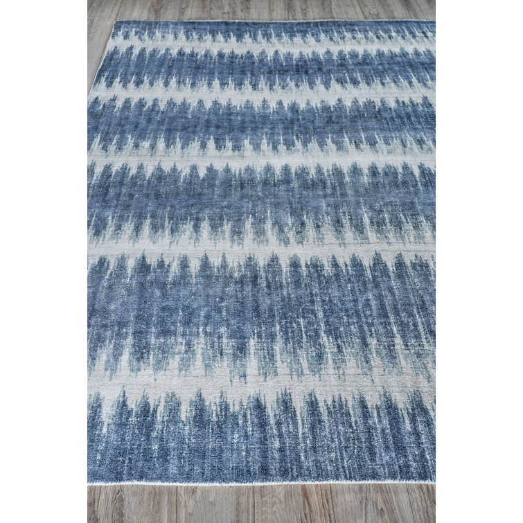 Handmade Geometric Gray Wool & Viscose 6' x 9' Area Rug