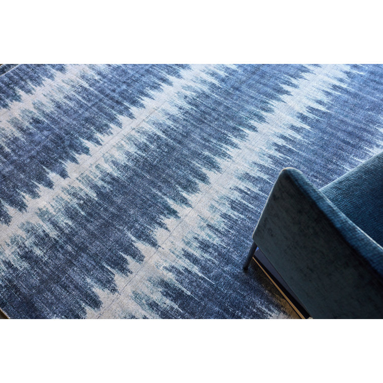Handmade Geometric Gray Wool & Viscose 6' x 9' Area Rug