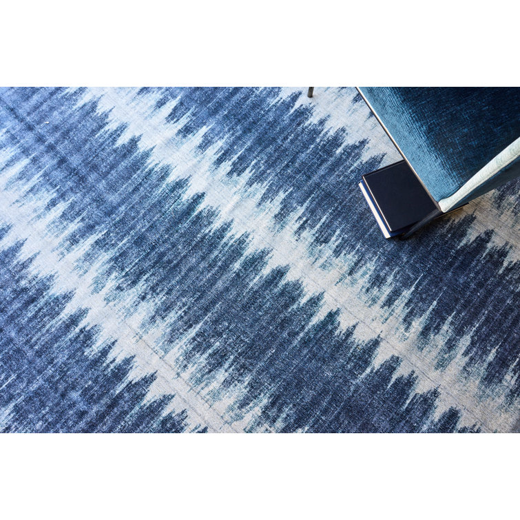 Handmade Geometric Gray Wool & Viscose 6' x 9' Area Rug