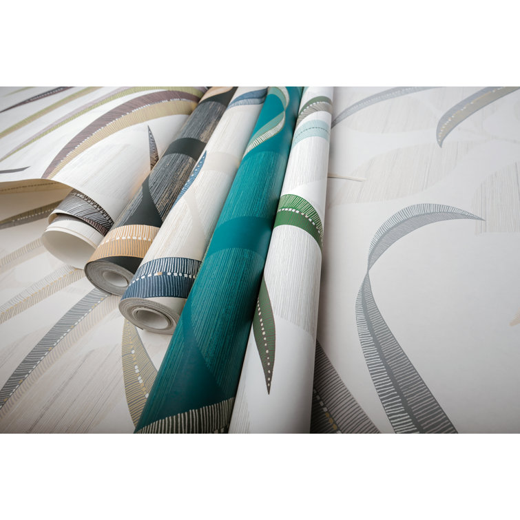 White and Green Tropical Palm Non-woven Wallpaper