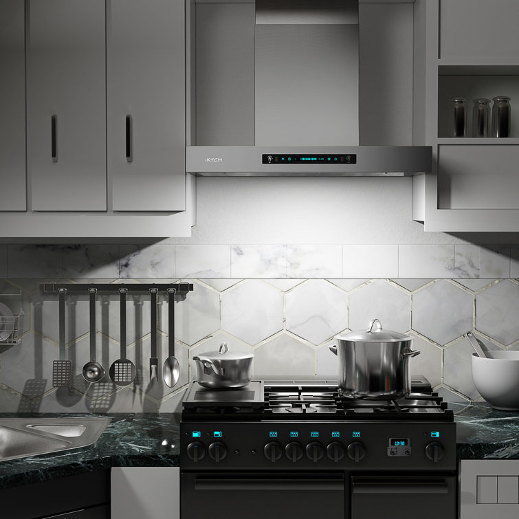30-Inch Silver Stainless Steel Wall Mounted Range Hood with Charcoal Filter
