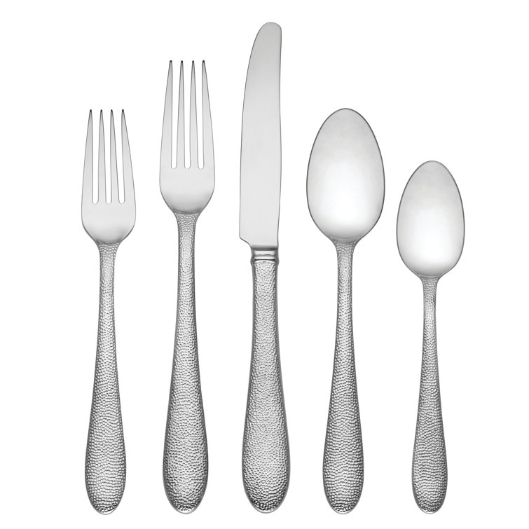 Hammered Texture Stainless Steel Dinner Fork Set, Service for 12