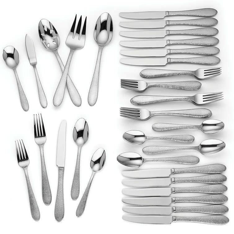 Hammered Texture Stainless Steel Dinner Fork Set, Service for 12