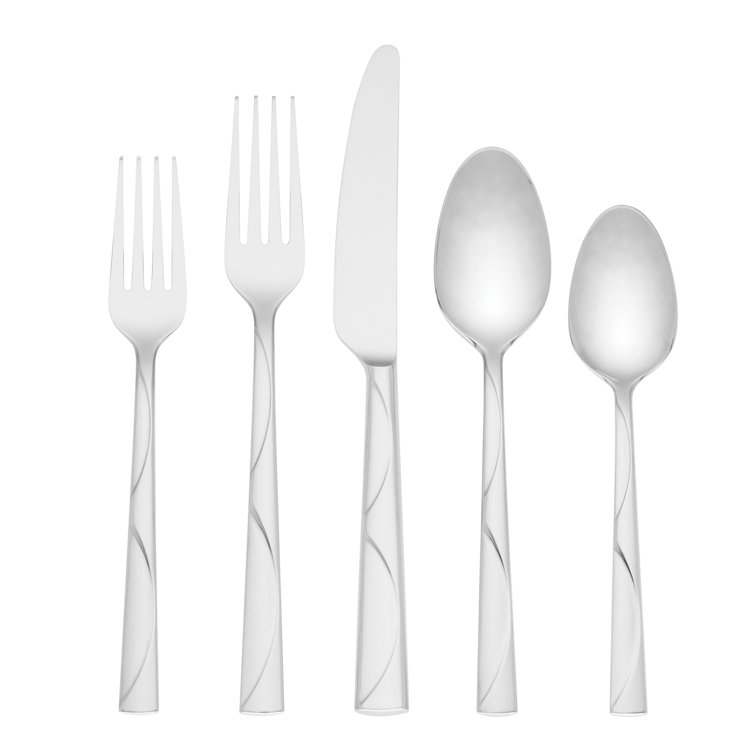 Silver Textured Stainless Steel 45-Piece Flatware Set
