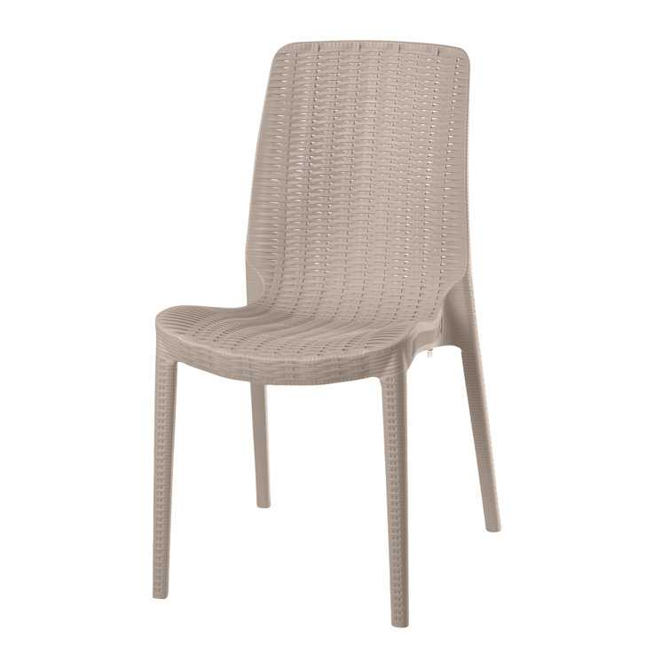 Taupe Sun Resistant Rattan Outdoor Dining Chair Set of Four