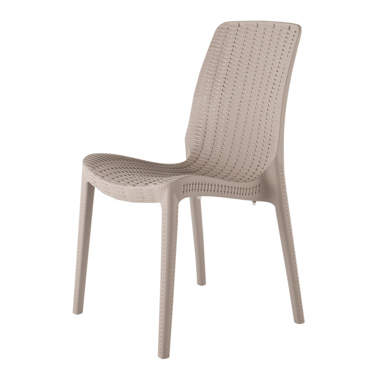 Taupe Sun Resistant Rattan Outdoor Dining Chair Set of Four
