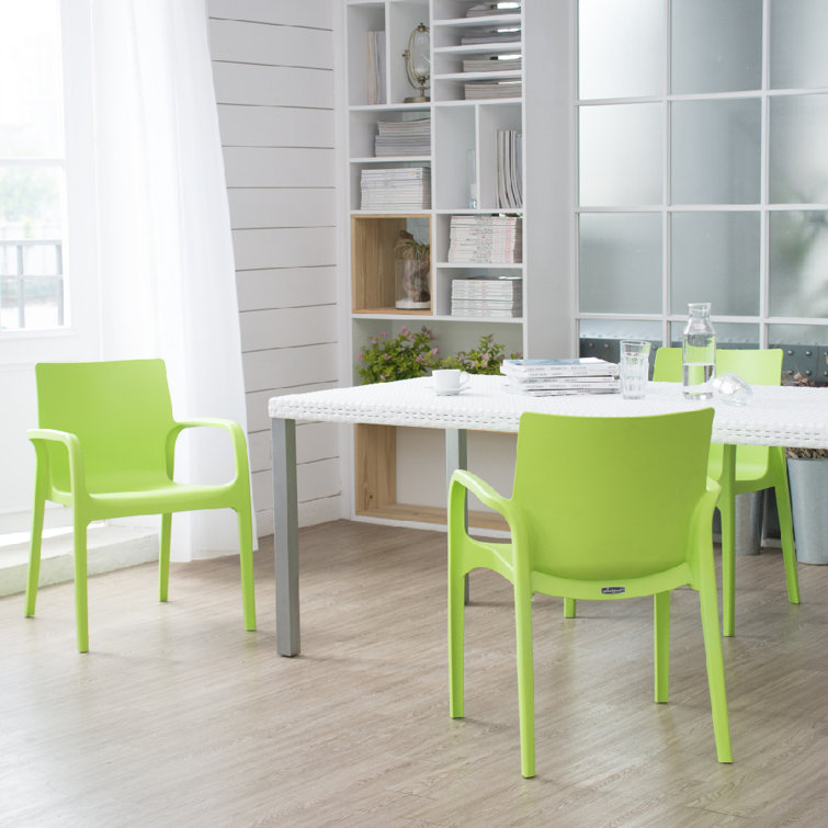 Alissa Green Stackable Resin Patio Dining Armchair Set