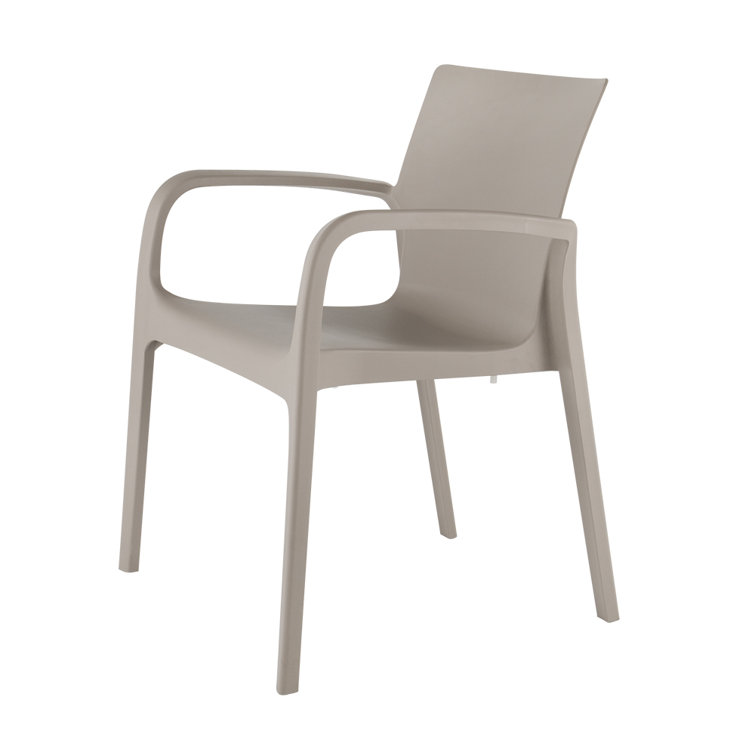 Taupe Ergonomic Polypropylene Stackable Dining Armchair