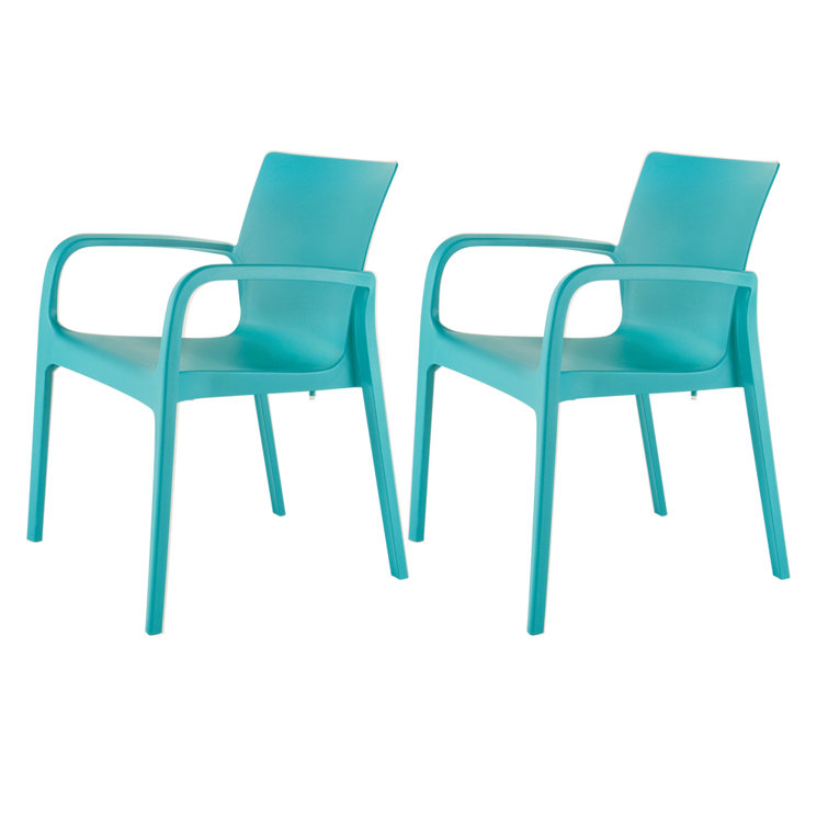Alissa Turkish Blue Stackable Polypropylene Dining Armchair Set