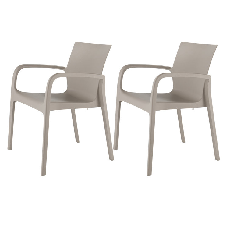 Taupe Ergonomic Polypropylene Stackable Dining Armchair