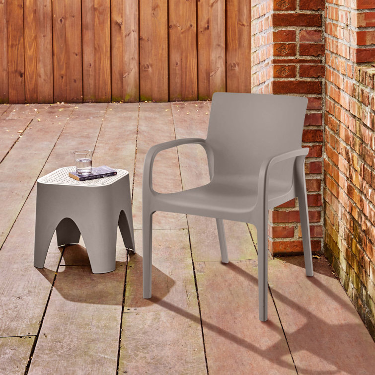 Taupe Ergonomic Polypropylene Stackable Dining Armchair