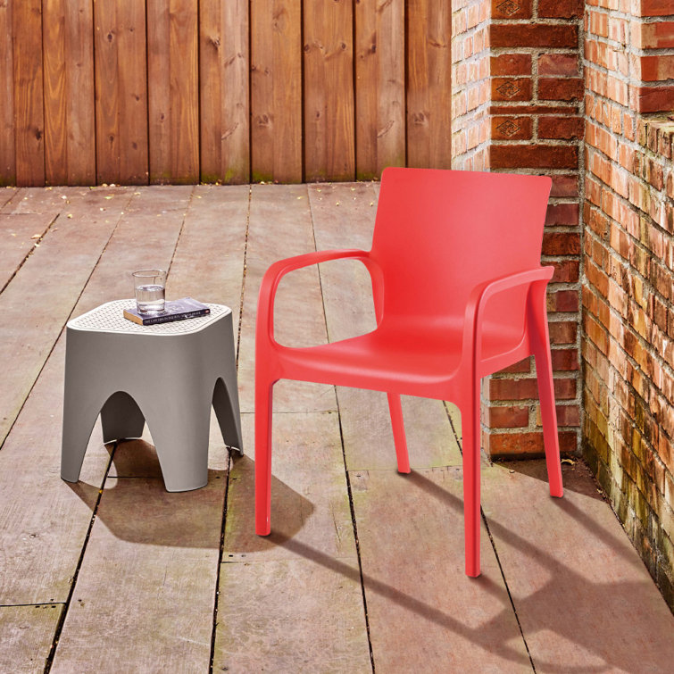 Alissa Red Polypropylene Stackable Outdoor Dining Armchair Set