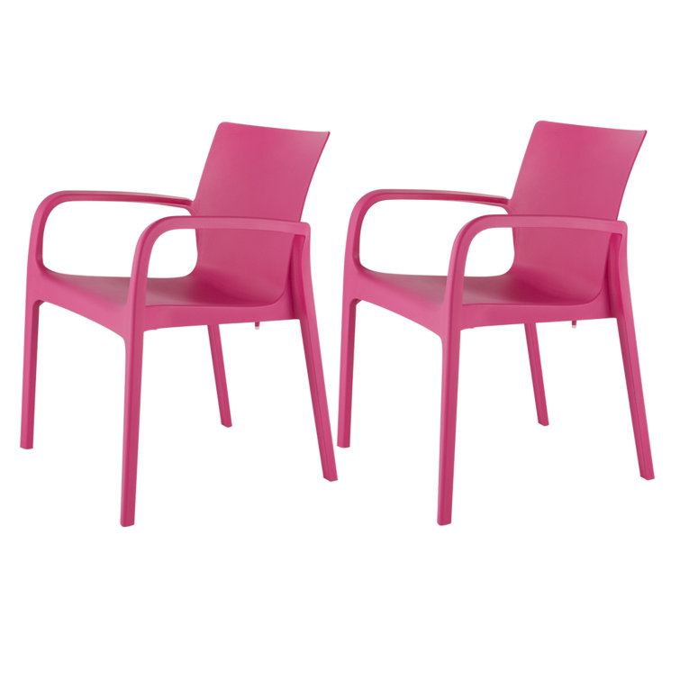 Alissa Fuchsia Resin Stackable Outdoor Dining Armchair Set