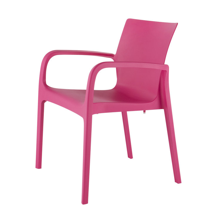 Alissa Fuchsia Resin Stackable Outdoor Dining Armchair Set
