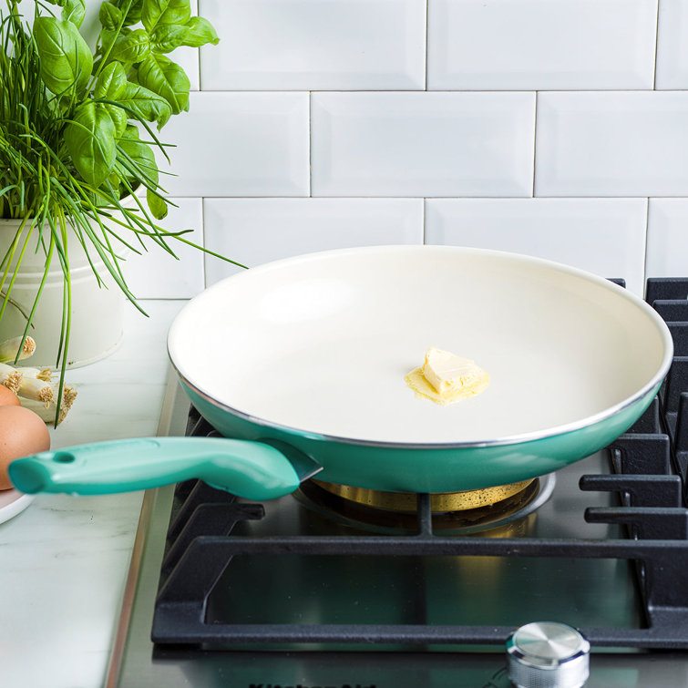 Turquoise 10" Aluminum Ceramic Nonstick Fry Pan with Lid