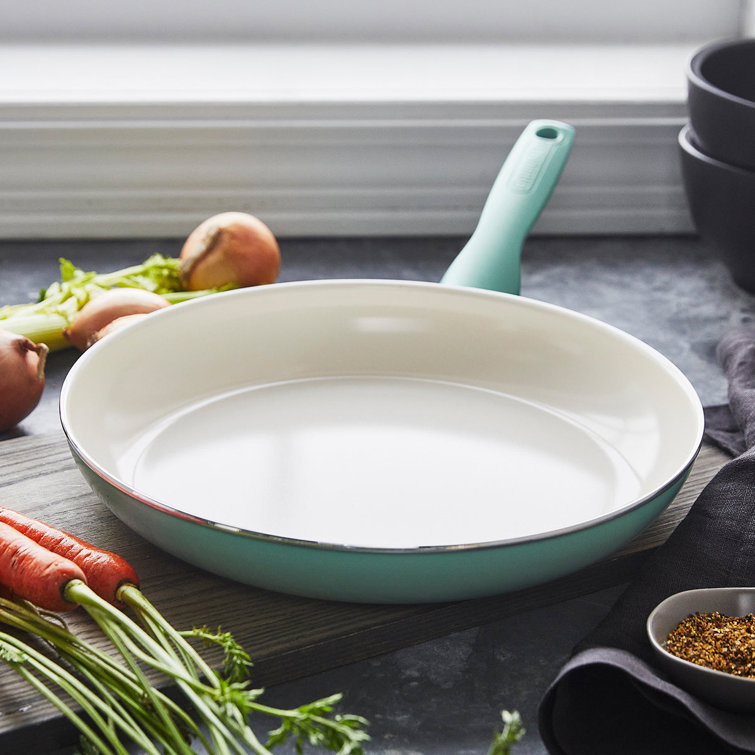 Turquoise 10" Aluminum Ceramic Nonstick Fry Pan with Lid