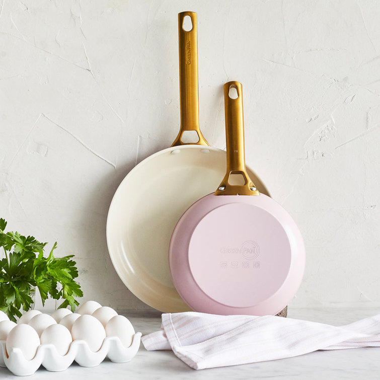 Sky Blue and Gold Ceramic Nonstick Frying Pan Set