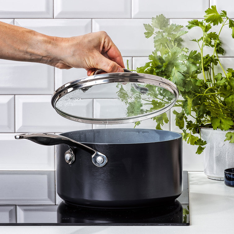 Valencia Pro Black Aluminum Nonstick 2-Quart Saucepan with Glass Lid