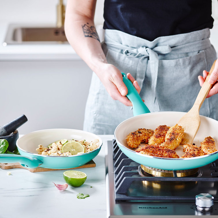 Turquoise Ceramic Nonstick 8" and 10" Frying Pan Set