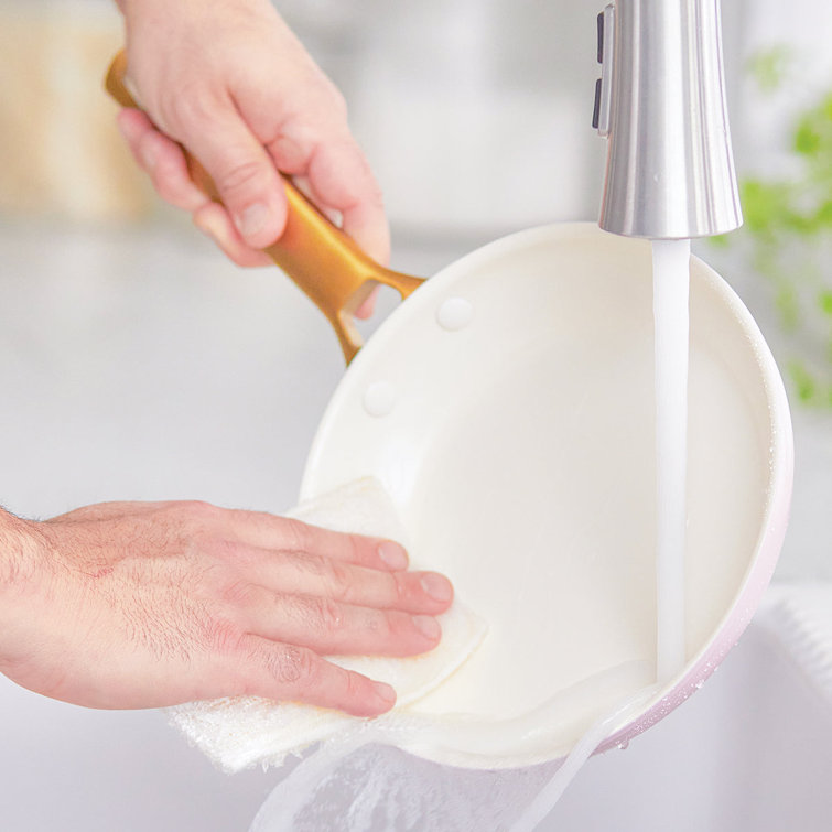 Sky Blue and Gold Ceramic Nonstick Frying Pan Set