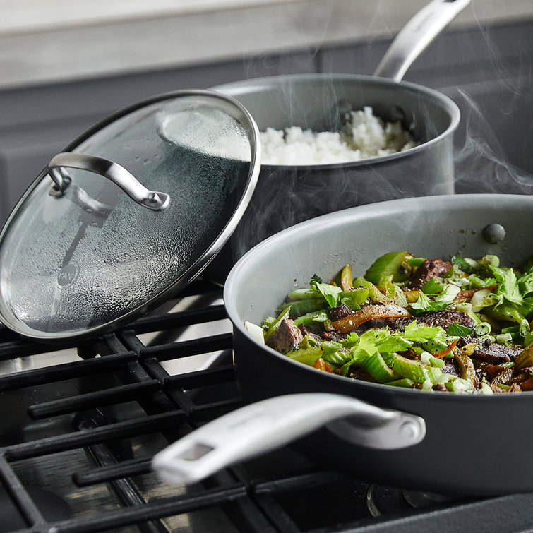 Gray 10-Piece Aluminum Ceramic Nonstick Cookware Set