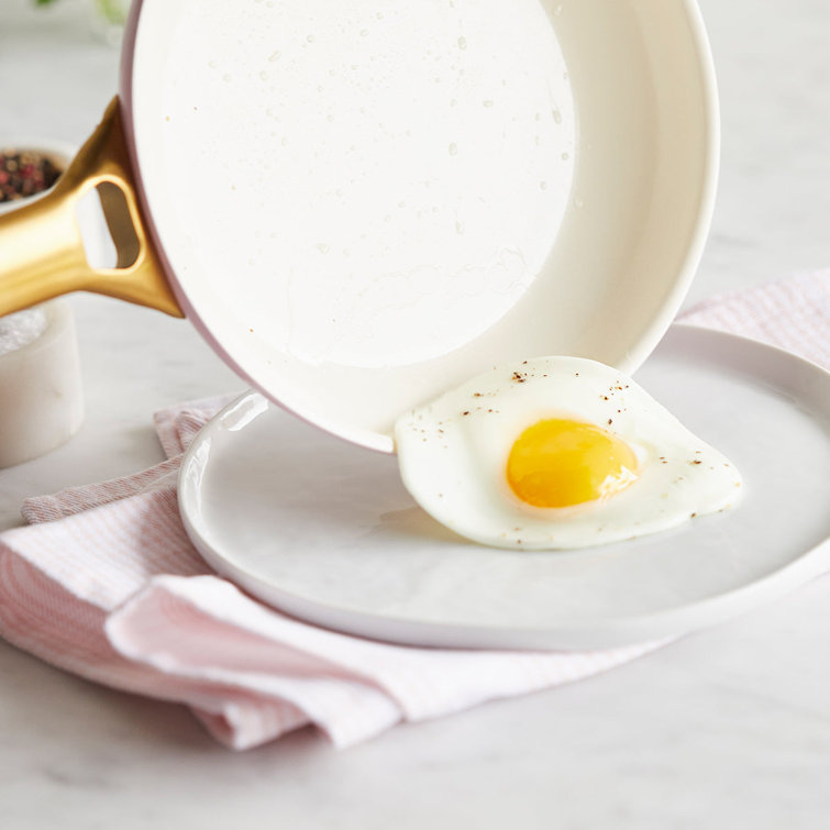 Sky Blue and Gold Ceramic Nonstick Frying Pan Set