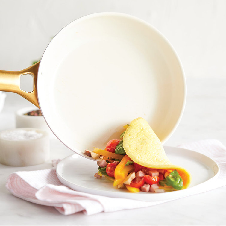Sky Blue and Gold Ceramic Nonstick Frying Pan Set