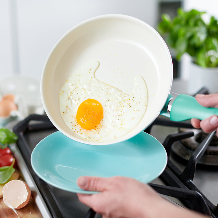 Turquoise 10" Aluminum Ceramic Nonstick Fry Pan with Lid