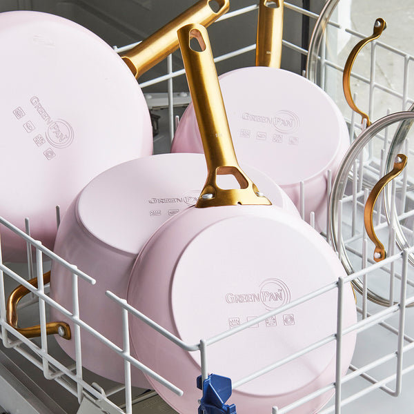Sky Blue and Gold Ceramic Nonstick Frying Pan Set
