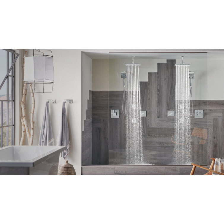 Brushed Nickel Modern Wall-Mounted Shower Lever Trim