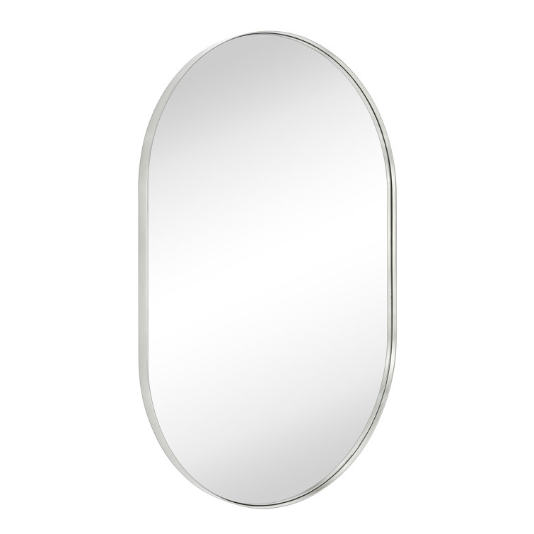 Brushed Nickel Oval Metal Bathroom Vanity Mirror