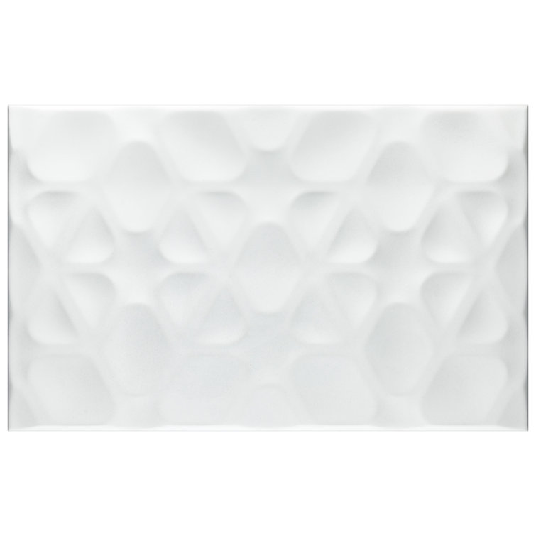 Matte White Geometric Ceramic Wall Tile