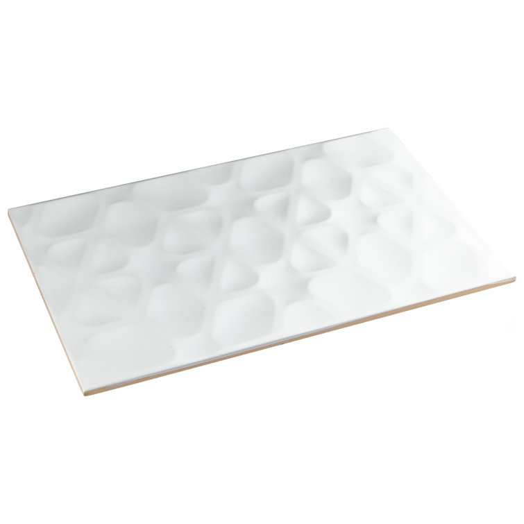 Matte White Geometric Ceramic Wall Tile