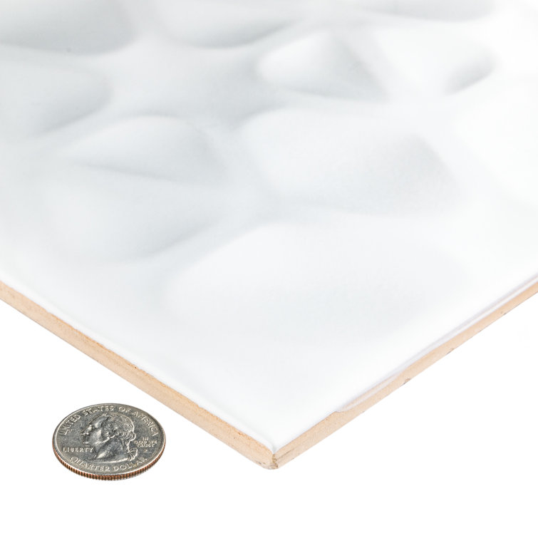 Matte White Geometric Ceramic Wall Tile