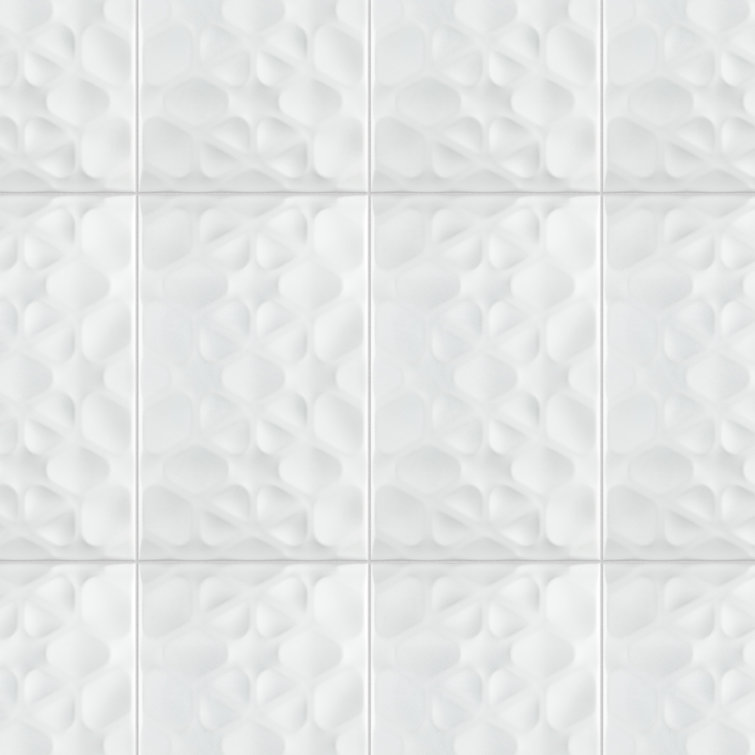 Matte White Geometric Ceramic Wall Tile