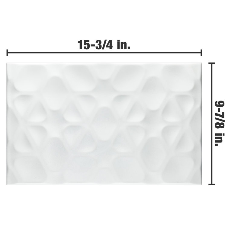 Matte White Geometric Ceramic Wall Tile