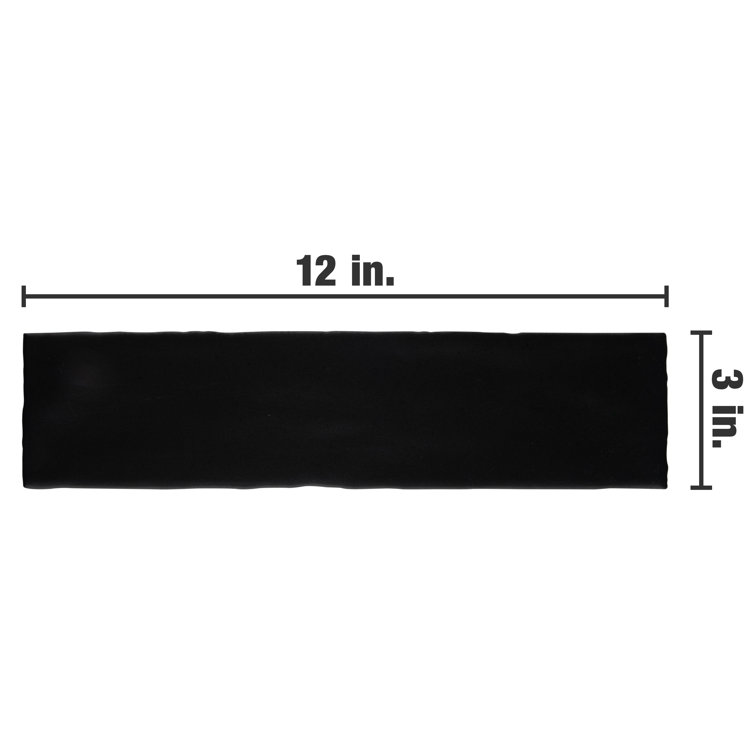 Castillo Matte Black 3" x 12" Ceramic Subway Wall Tile