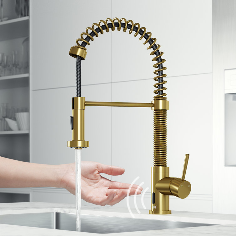 Matte Brushed Gold Touchless Pull-Down Kitchen Faucet