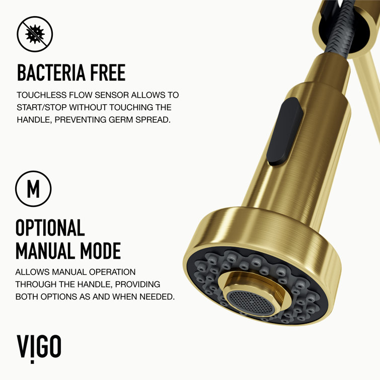 Matte Brushed Gold Touchless Pull-Down Kitchen Faucet