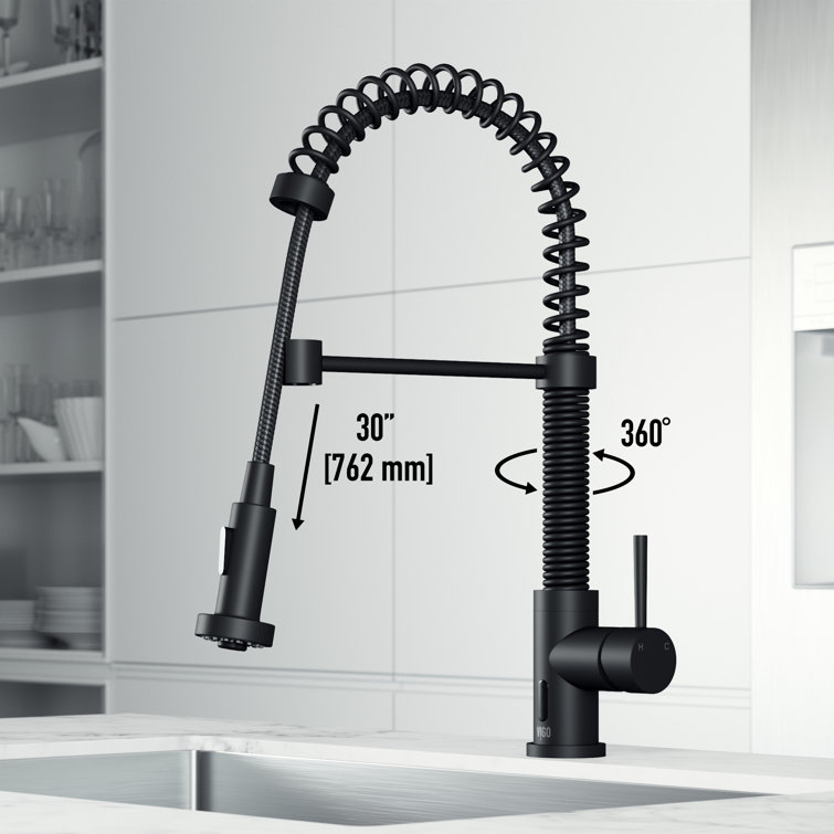 Matte Black Brass Touchless Pull-Down Kitchen Faucet with Spray