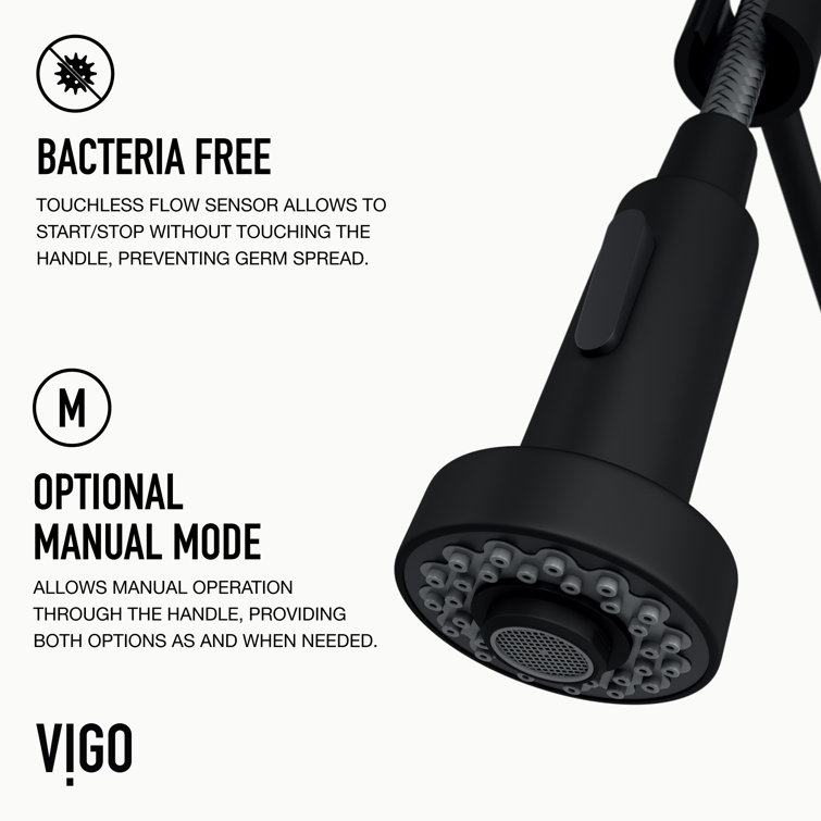 Matte Black Brass Touchless Pull-Down Kitchen Faucet with Spray
