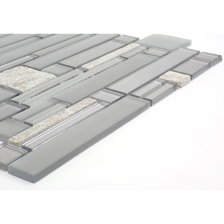 Spirit Gray Geometric Glass Mosaic Tile 12x12