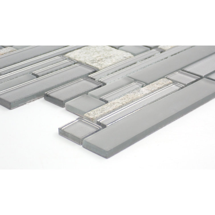 Spirit Gray Geometric Glass Mosaic Tile 12x12