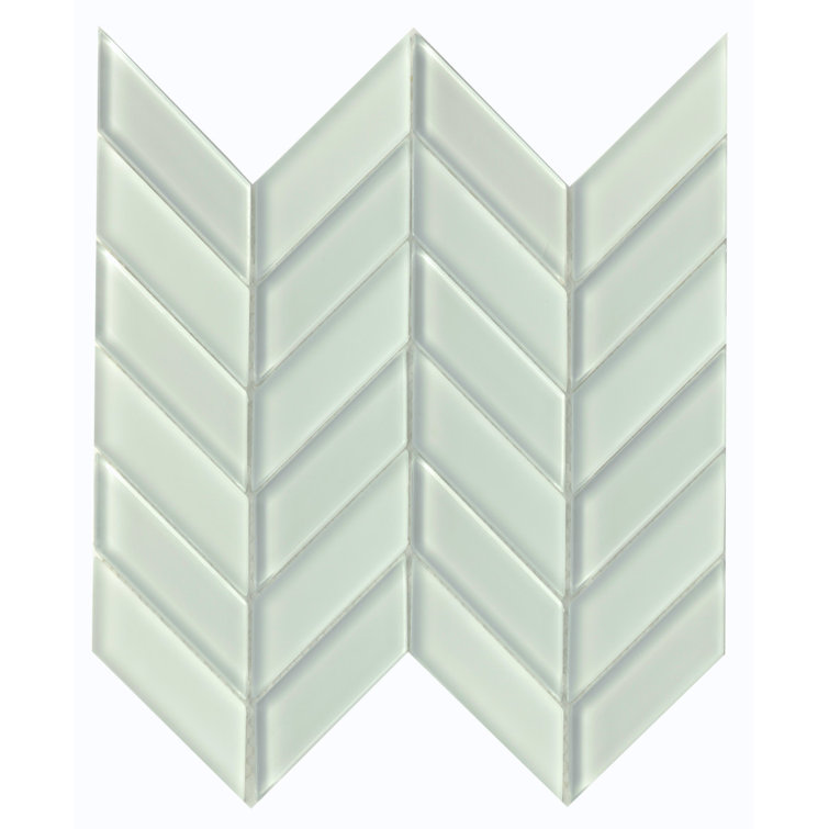 White Frosted Glass Herringbone Mosaic Wall Tile