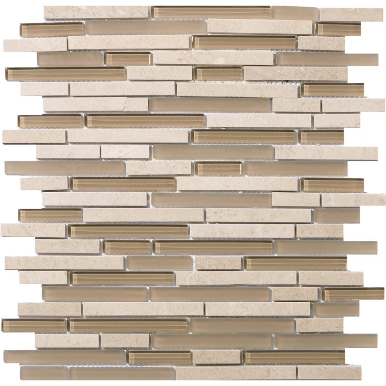 Murano Beige and White Glass Mosaic Tile