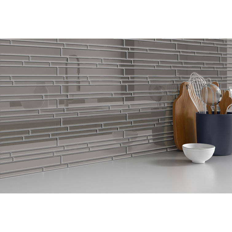 Grace Gray Glossy Glass Rectangular Shower Tile