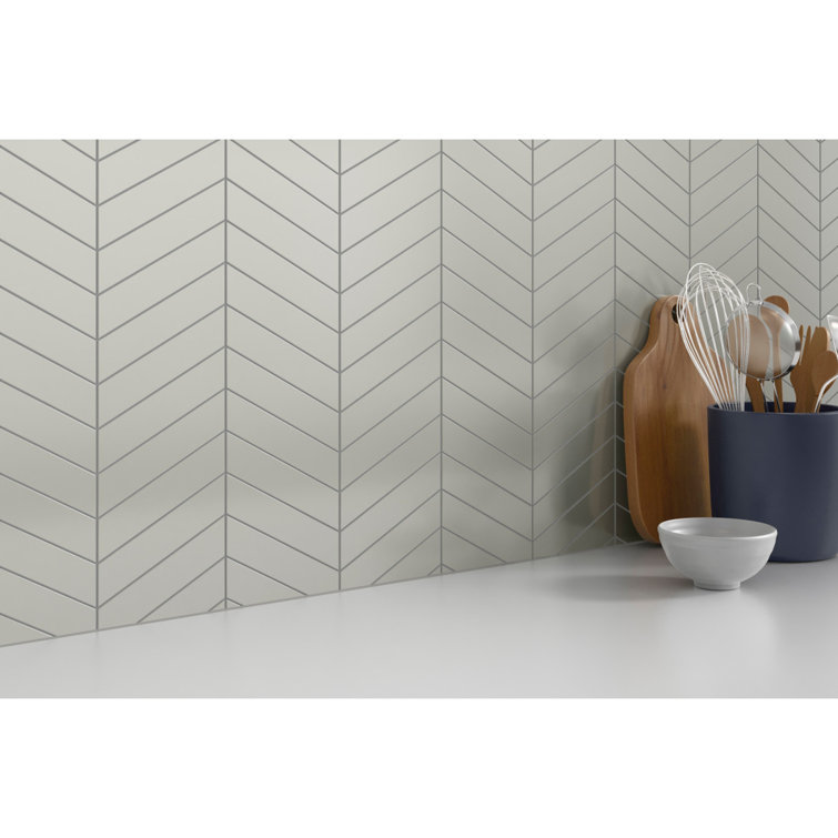 Fawn Polished Glass Herringbone Mosaic Wall Tile