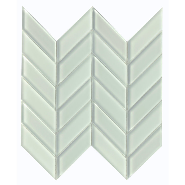 White Frosted Glass Herringbone Mosaic Wall Tile