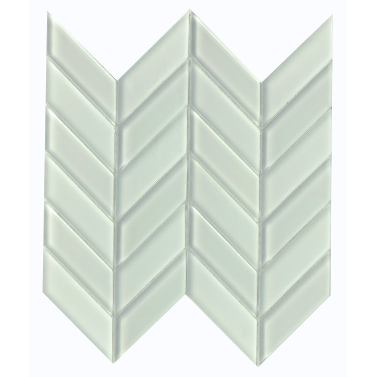 White Frosted Glass Herringbone Mosaic Wall Tile