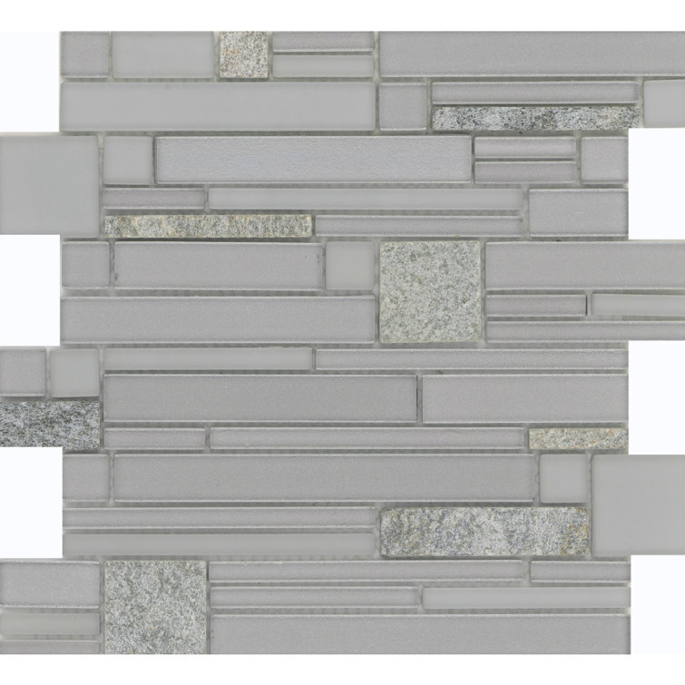 Spirit Gray Geometric Glass Mosaic Tile 12x12